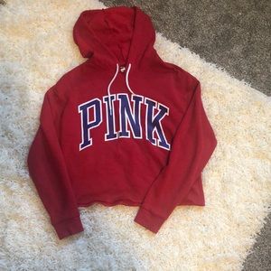 vs pink red crop too hoodie size small